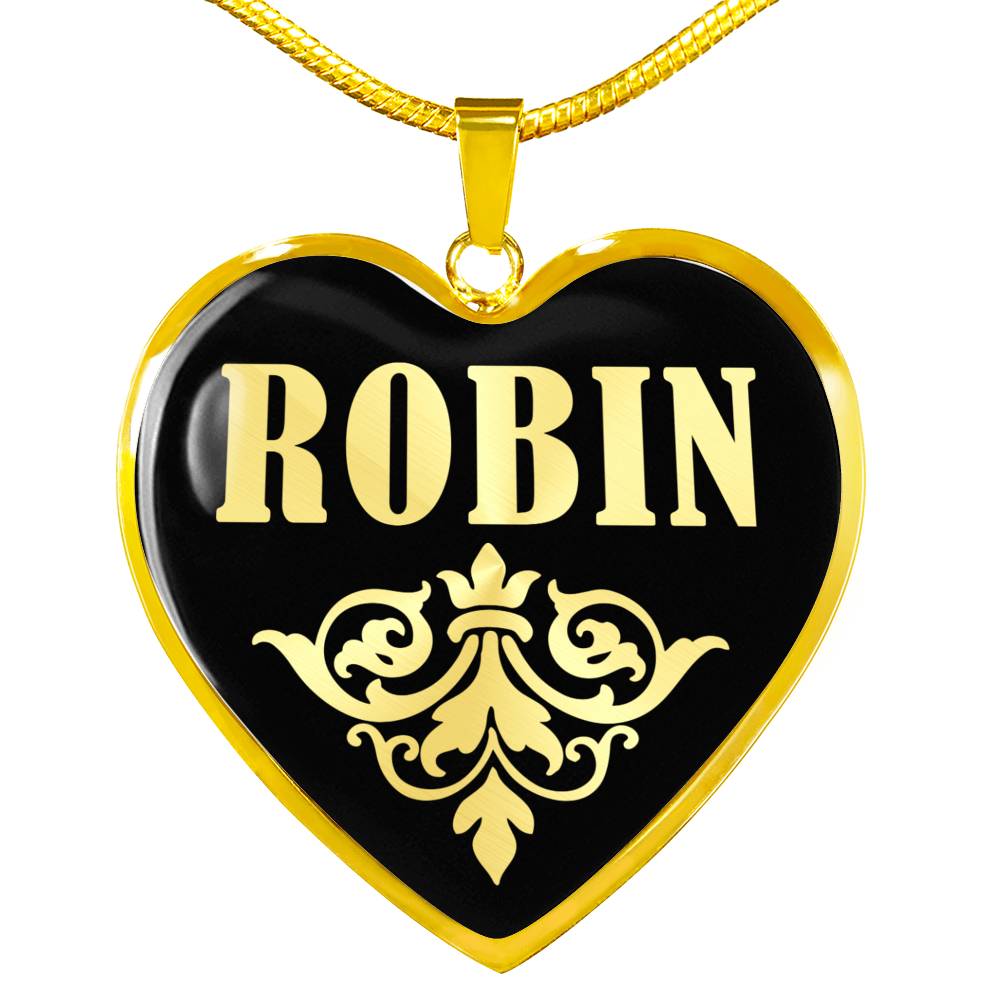 Robin v02 - 18k Gold Finished Heart Pendant Luxury Necklace