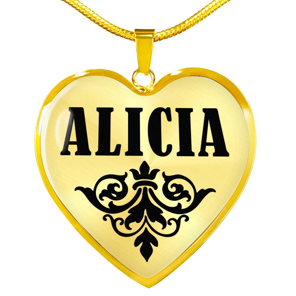 Alicia v01 - 18k Gold Finished Heart Pendant Luxury Necklace