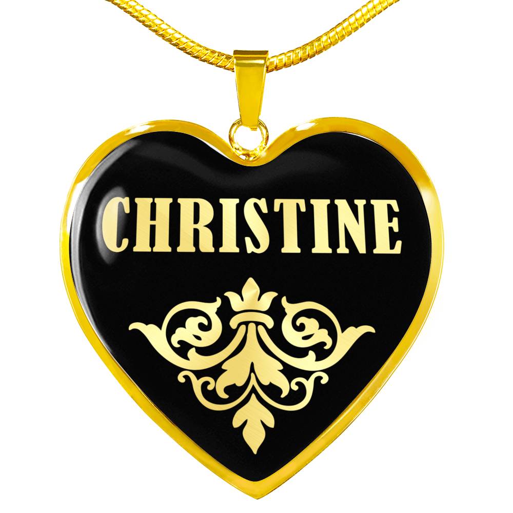 Christine v02 - 18k Gold Finished Heart Pendant Luxury Necklace