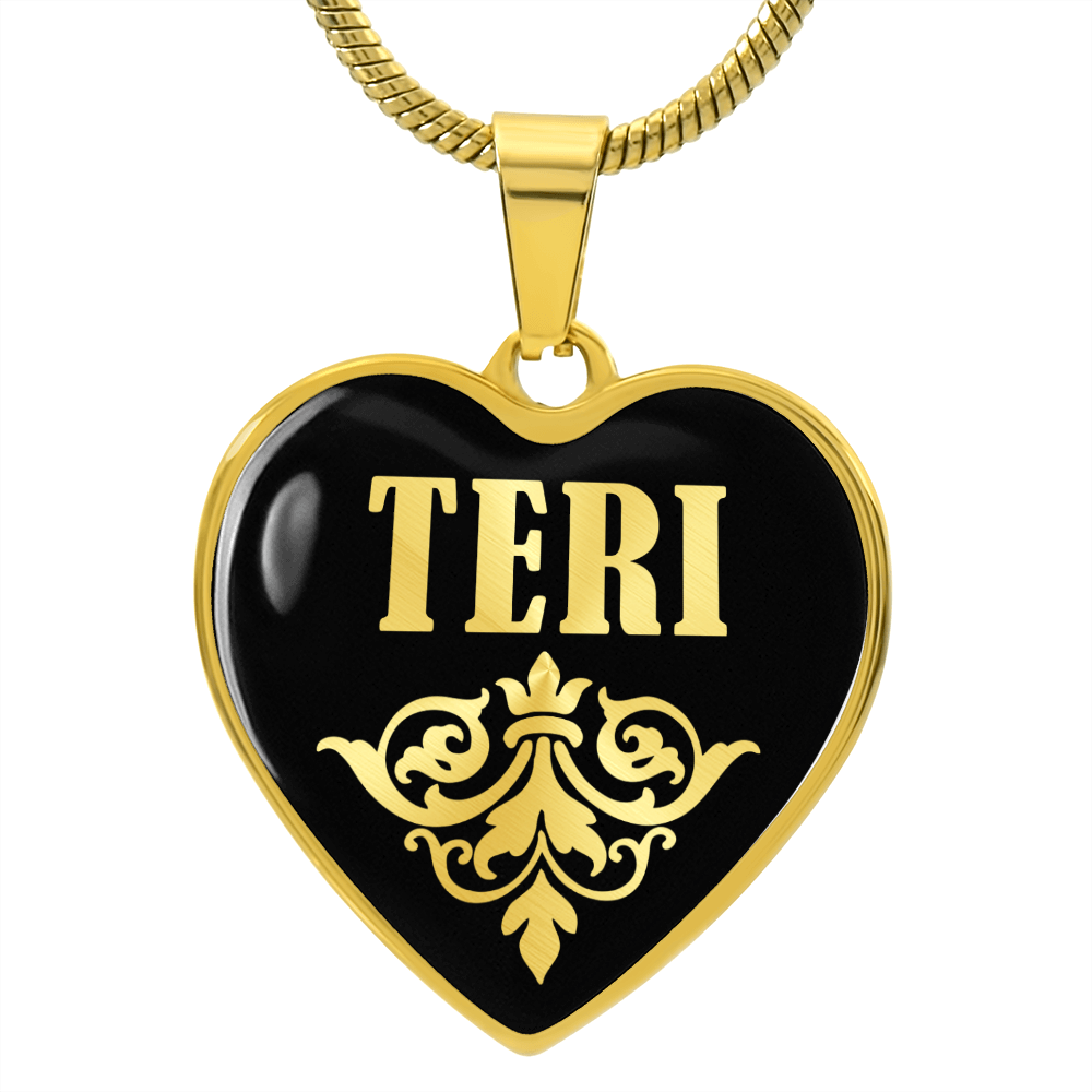 Teri v02 - 18k Gold Finished Heart Pendant Luxury Necklace