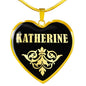 Katherine v02 - 18k Gold Finished Heart Pendant Luxury Necklace