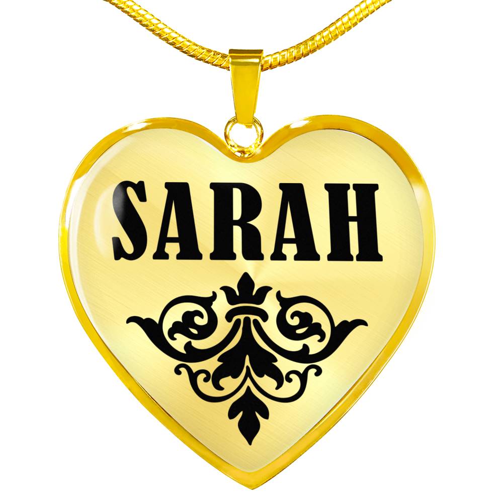 Sarah v01 - 18k Gold Finished Heart Pendant Luxury Necklace