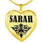 Sarah v01 - 18k Gold Finished Heart Pendant Luxury Necklace