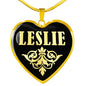 Leslie v02 - 18k Gold Finished Heart Pendant Luxury Necklace