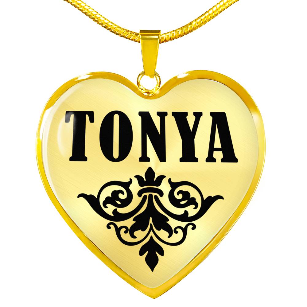 Tonya v01 - 18k Gold Finished Heart Pendant Luxury Necklace