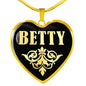 Betty v02 - 18k Gold Finished Heart Pendant Luxury Necklace