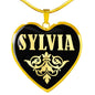 Sylvia v02 - 18k Gold Finished Heart Pendant Luxury Necklace