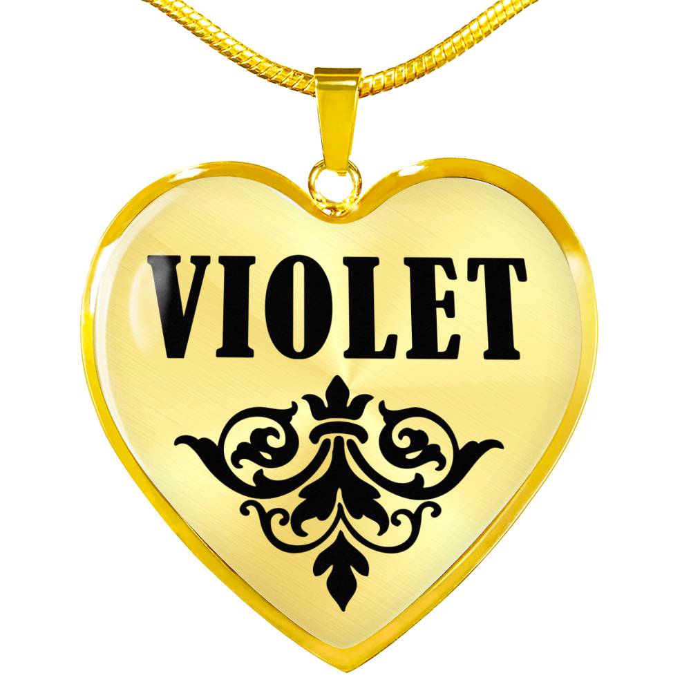 Violet v01 - 18k Gold Finished Heart Pendant Luxury Necklace
