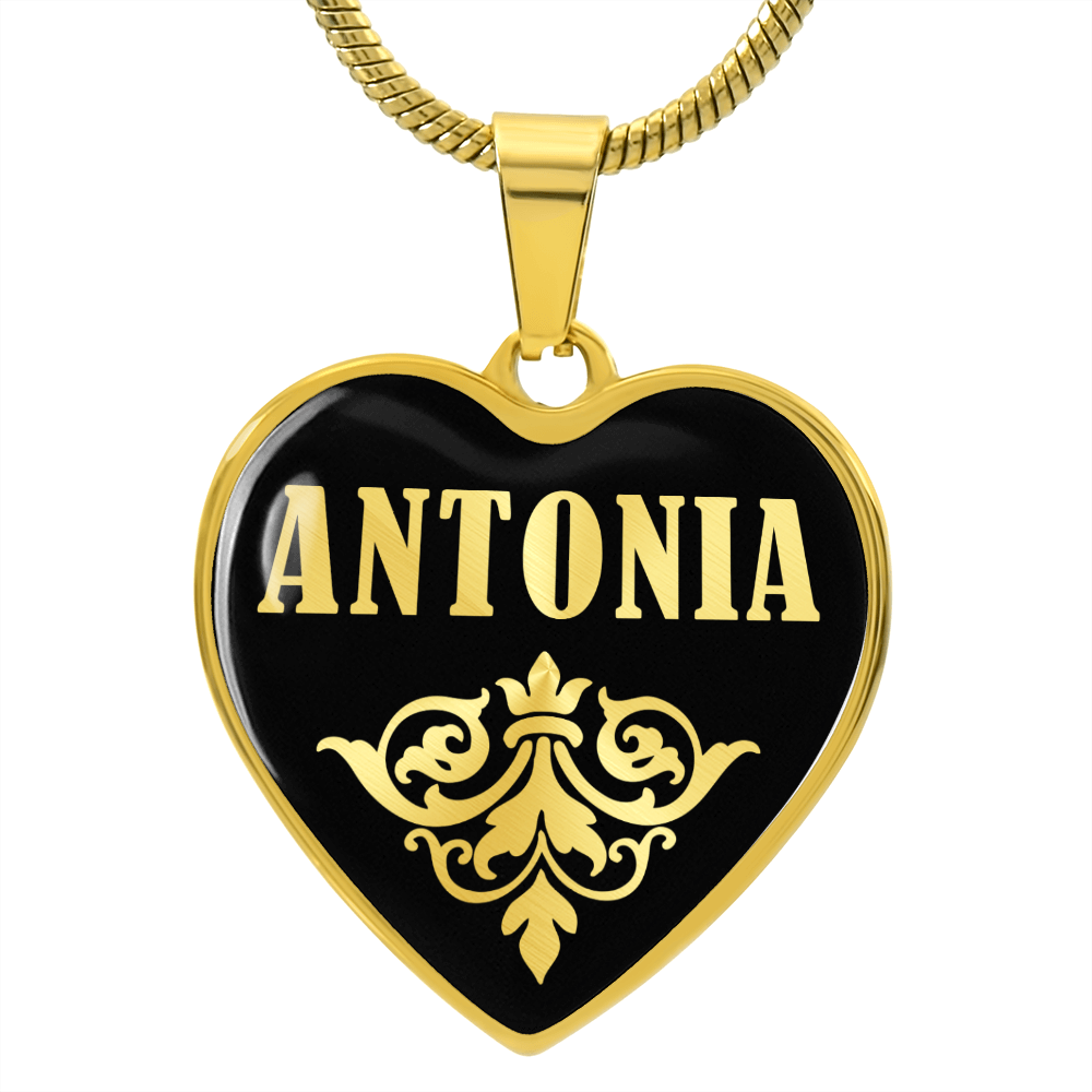 Antonia v02 - 18k Gold Finished Heart Pendant Luxury Necklace