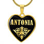 Antonia v02 - 18k Gold Finished Heart Pendant Luxury Necklace
