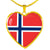 Norwegian Flag - 18k Gold Finished Heart Pendant Luxury Necklace