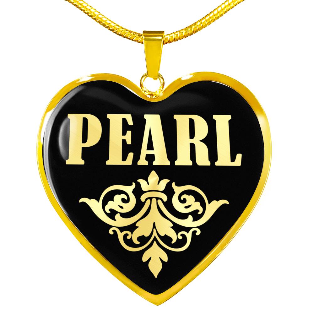 Pearl v02 - 18k Gold Finished Heart Pendant Luxury Necklace