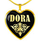 Dora v02 - 18k Gold Finished Heart Pendant Luxury Necklace
