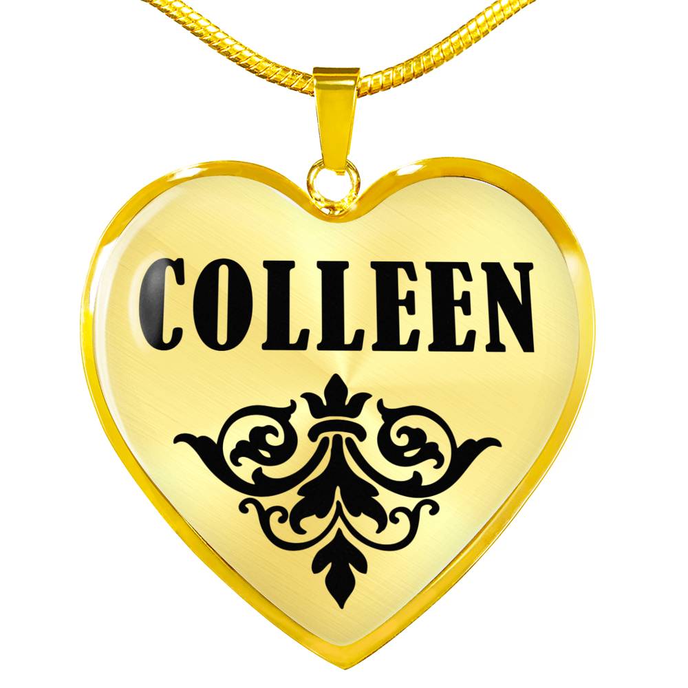 Colleen v01 - 18k Gold Finished Heart Pendant Luxury Necklace