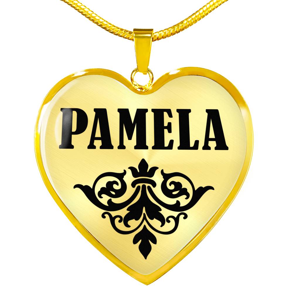 Pamela v01 - 18k Gold Finished Heart Pendant Luxury Necklace