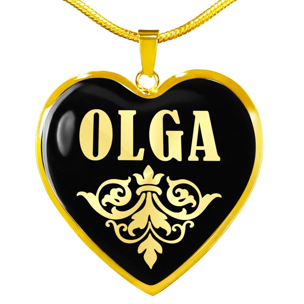 Olga v02 - 18k Gold Finished Heart Pendant Luxury Necklace