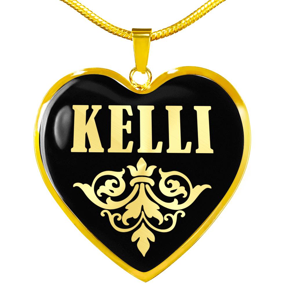 Kelli v02 - 18k Gold Finished Heart Pendant Luxury Necklace