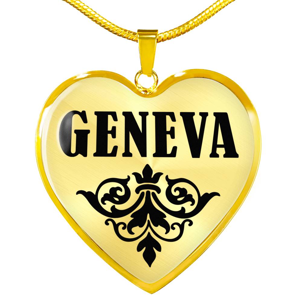 Geneva v01 - 18k Gold Finished Heart Pendant Luxury Necklace