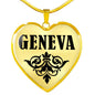 Geneva v01 - 18k Gold Finished Heart Pendant Luxury Necklace