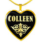 Colleen v02 - 18k Gold Finished Heart Pendant Luxury Necklace