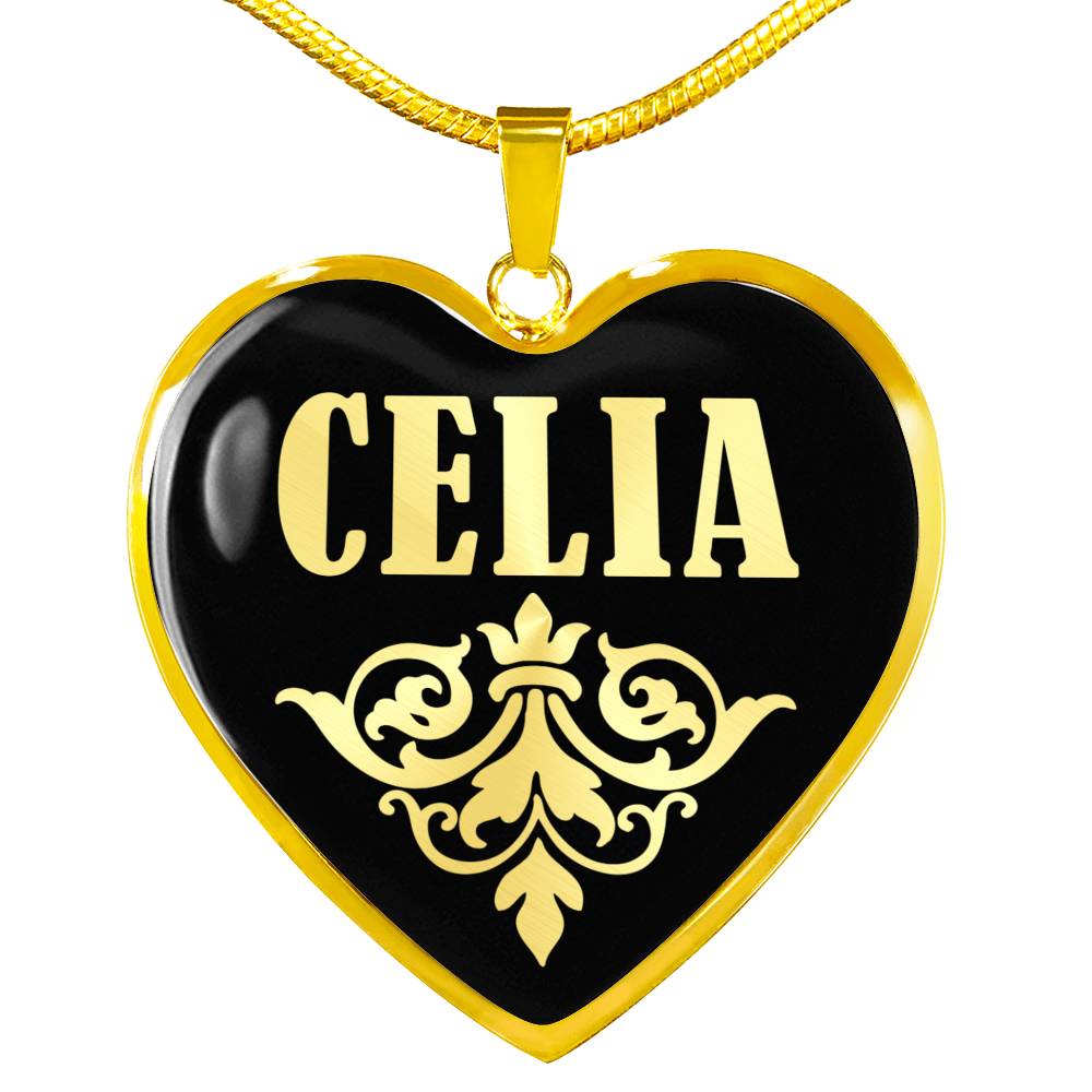 Celia v02 - 18k Gold Finished Heart Pendant Luxury Necklace