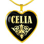 Celia v02 - 18k Gold Finished Heart Pendant Luxury Necklace
