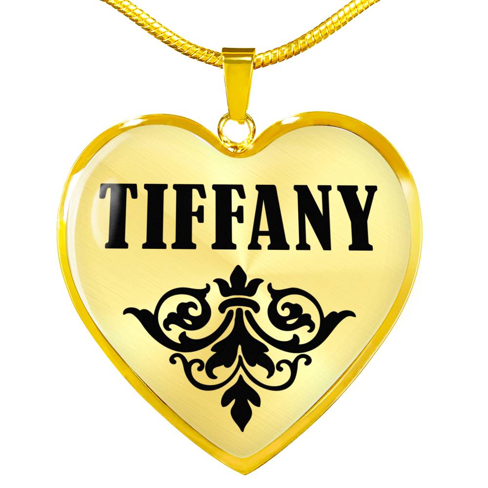 Tiffany v01 - 18k Gold Finished Heart Pendant Luxury Necklace
