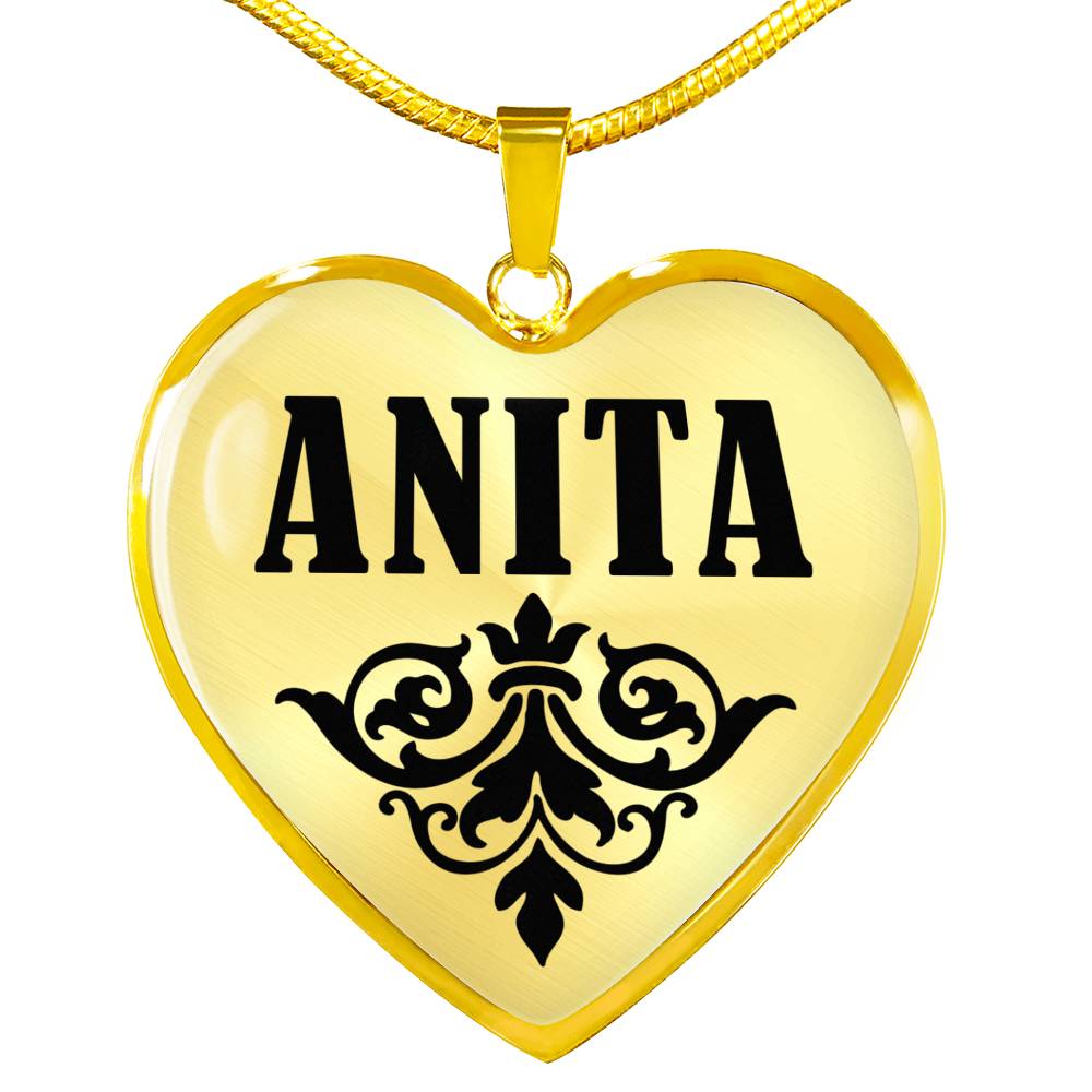 Anita v01 - 18k Gold Finished Heart Pendant Luxury Necklace