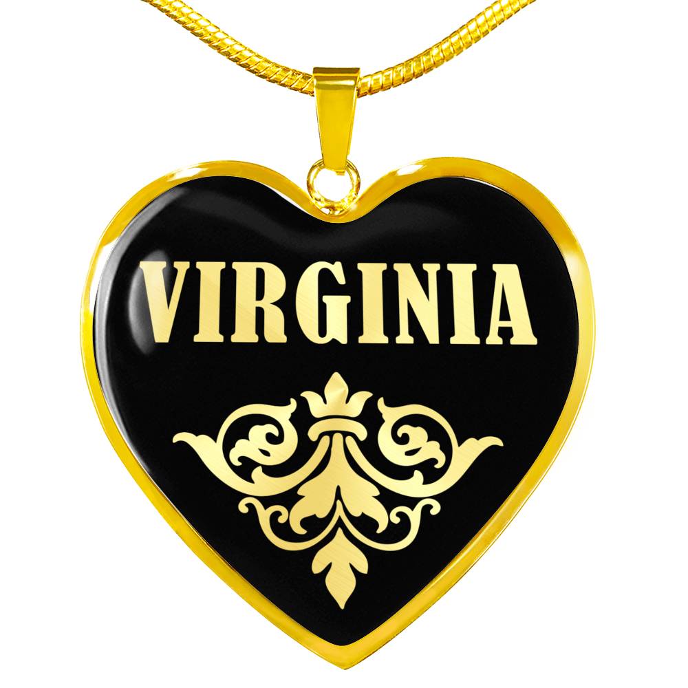 Virginia v02 - 18k Gold Finished Heart Pendant Luxury Necklace
