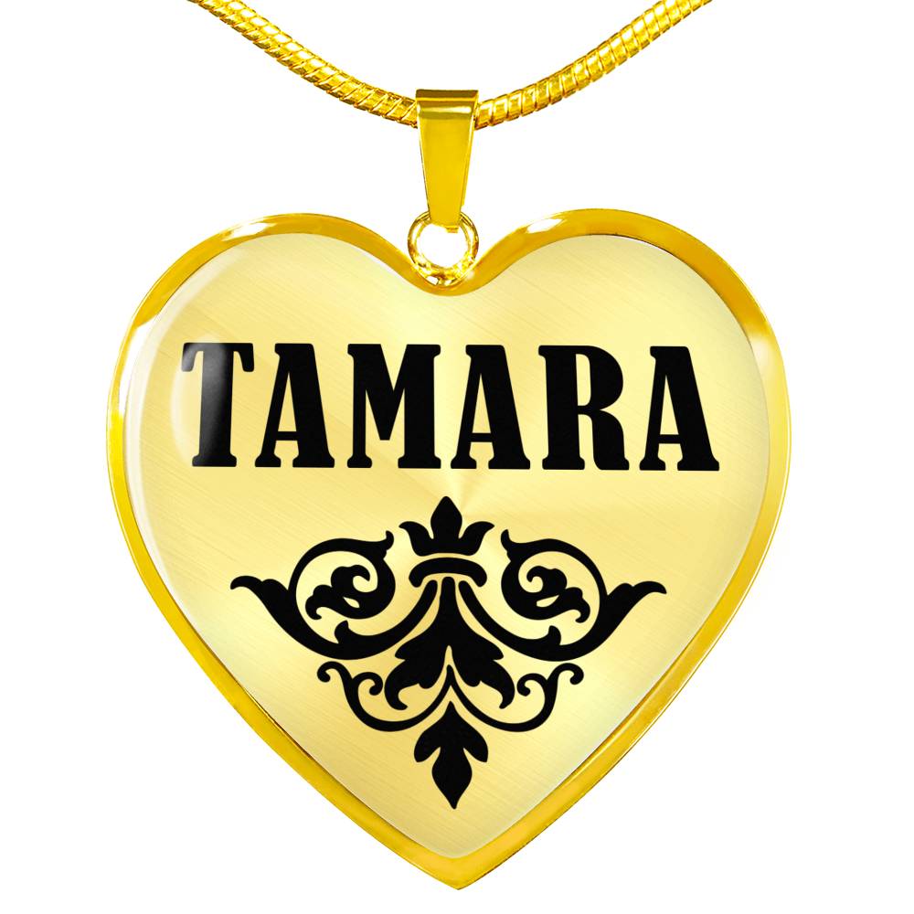 Tamara v01 - 18k Gold Finished Heart Pendant Luxury Necklace
