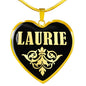Laurie v02 - 18k Gold Finished Heart Pendant Luxury Necklace