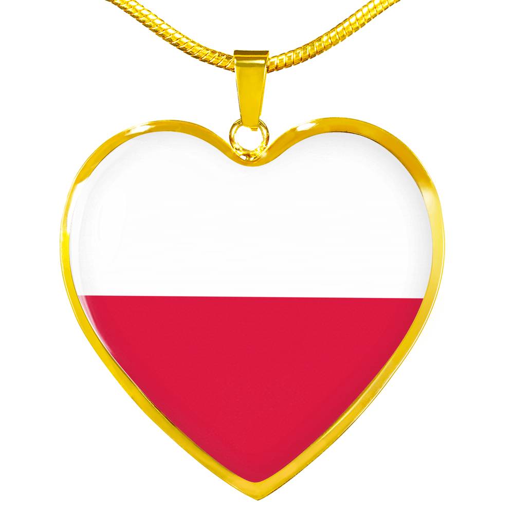 Polish Flag - 18k Gold Finished Heart Pendant Luxury Necklace