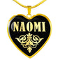Naomi v02 - 18k Gold Finished Heart Pendant Luxury Necklace