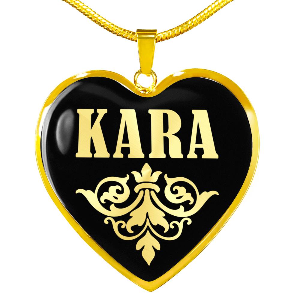 Kara v02 - 18k Gold Finished Heart Pendant Luxury Necklace