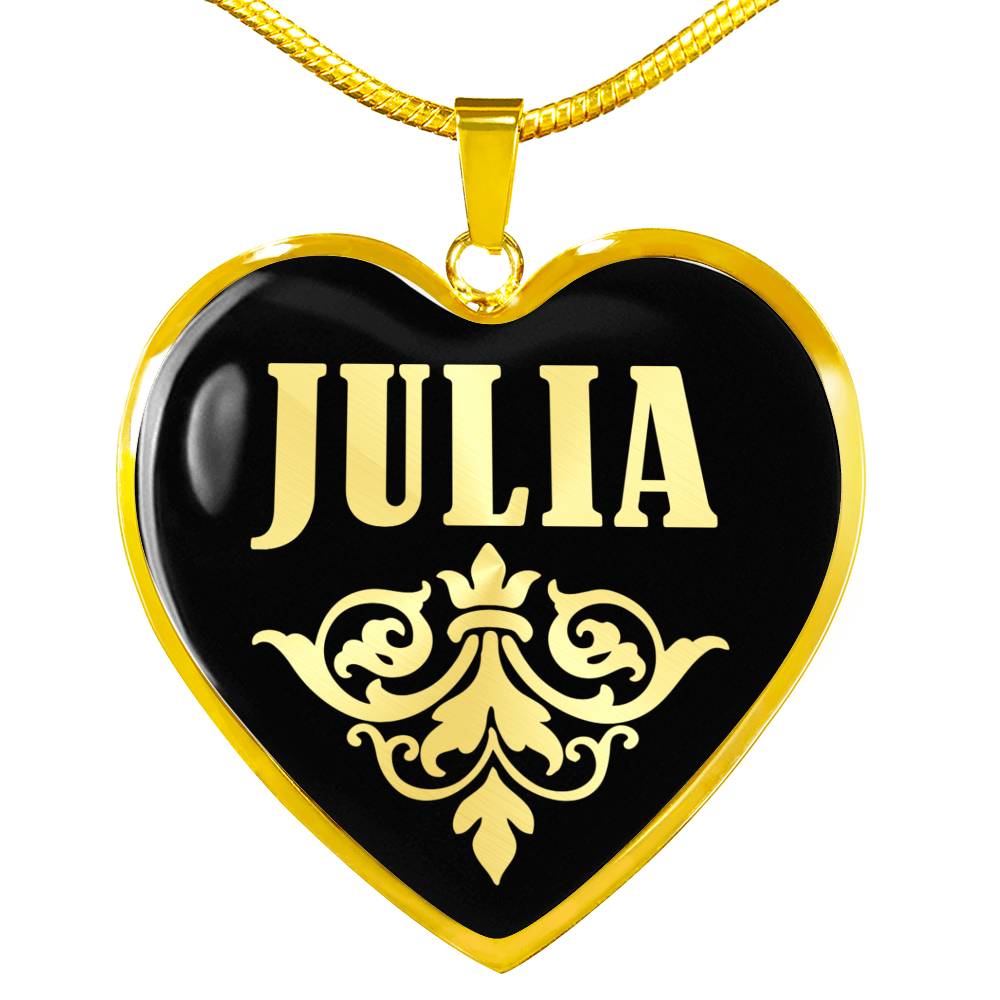 Julia v02 - 18k Gold Finished Heart Pendant Luxury Necklace