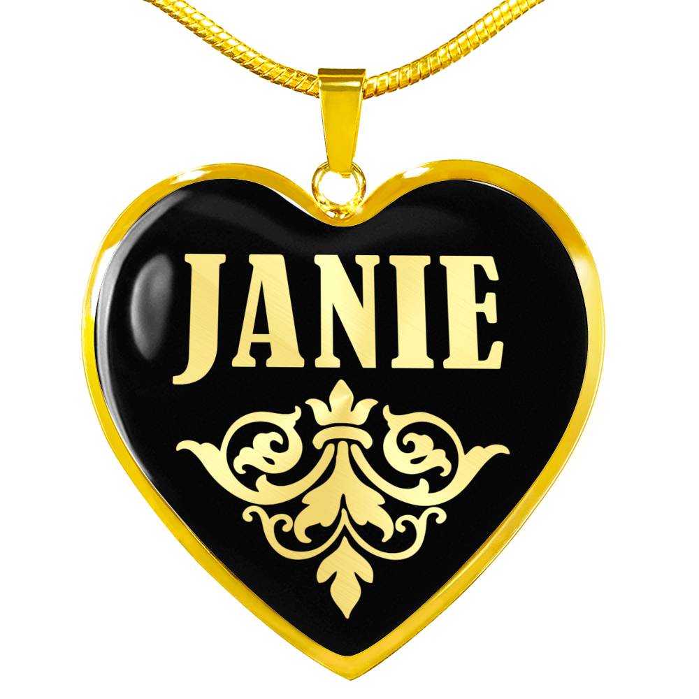 Janie v02 - 18k Gold Finished Heart Pendant Luxury Necklace
