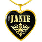 Janie v02 - 18k Gold Finished Heart Pendant Luxury Necklace