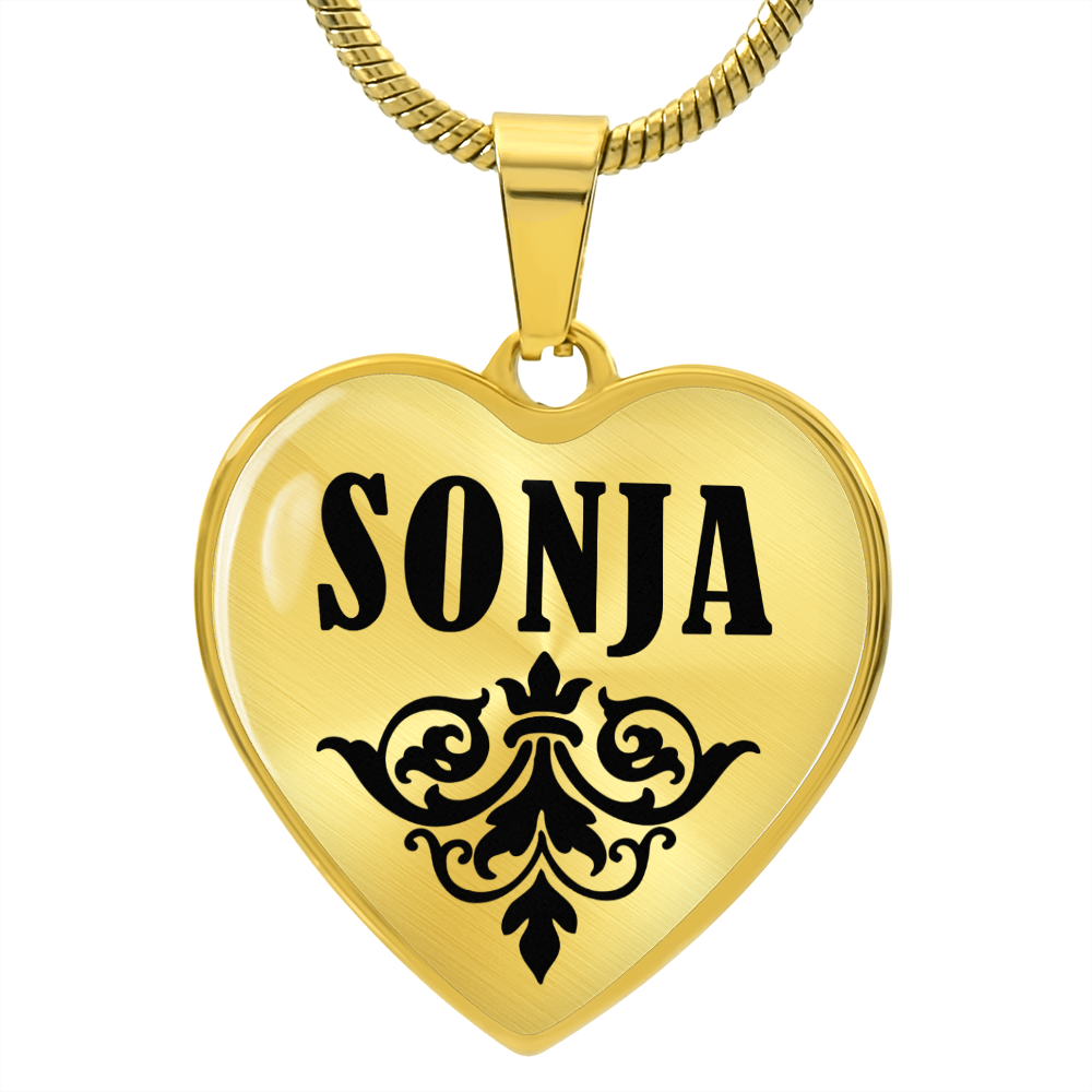Sonja  v01 - 18k Gold Finished Heart Pendant Luxury Necklace