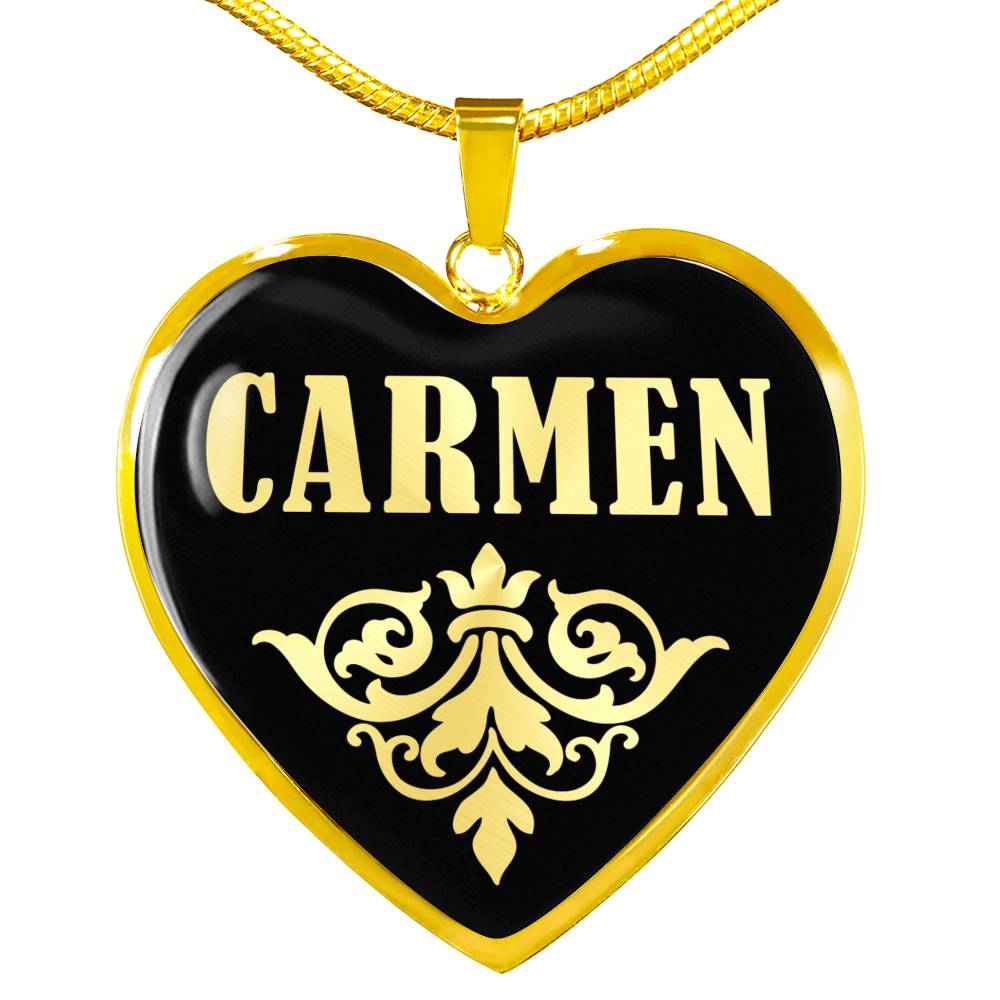 Carmen v02 - 18k Gold Finished Heart Pendant Luxury Necklace