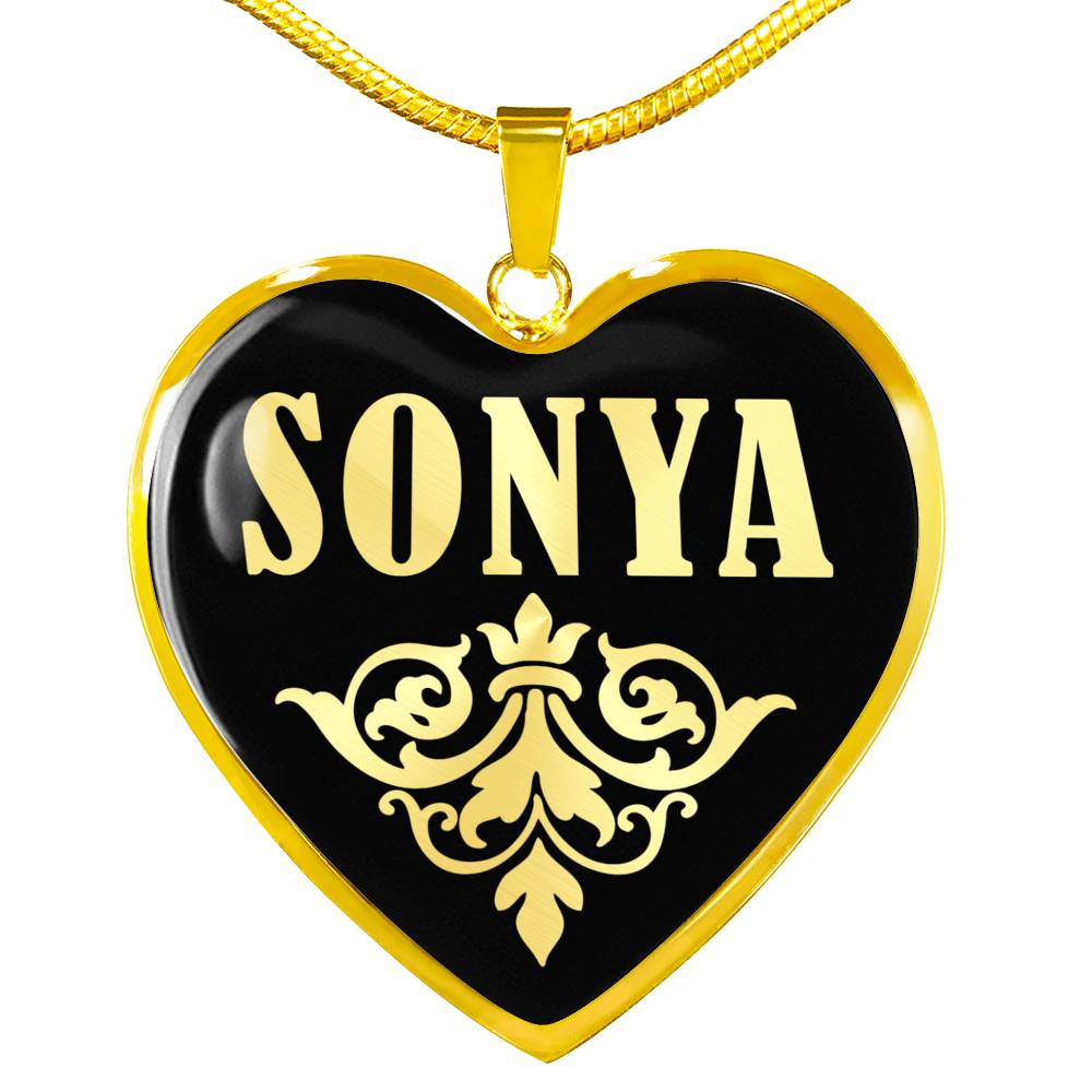 Sonya v02 - 18k Gold Finished Heart Pendant Luxury Necklace