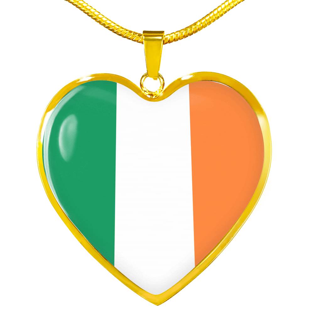 Irish Flag - 18k Gold Finished Heart Pendant Luxury Necklace