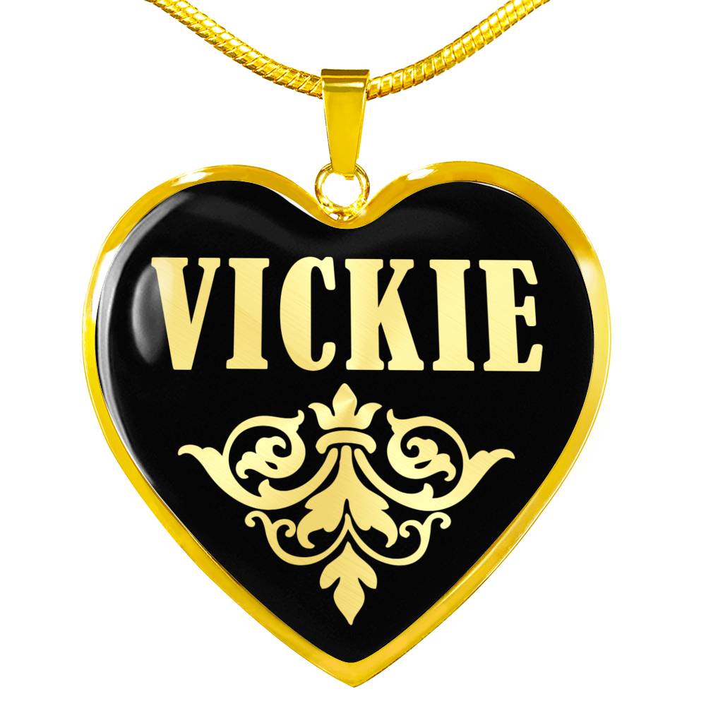 Vickie v02 - 18k Gold Finished Heart Pendant Luxury Necklace
