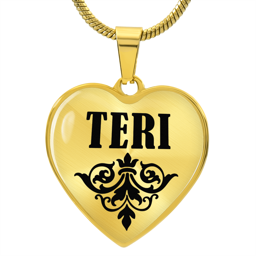 Teri  v01 - 18k Gold Finished Heart Pendant Luxury Necklace