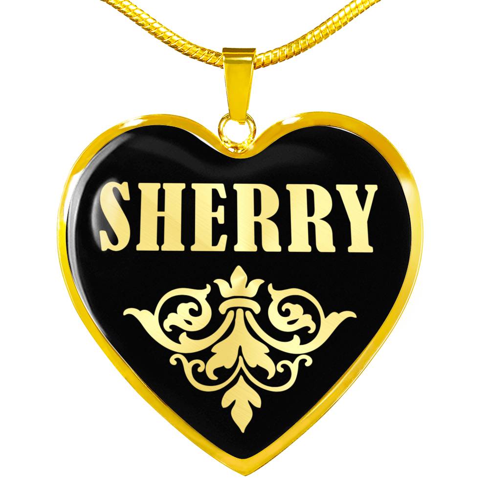 Sherry v02 - 18k Gold Finished Heart Pendant Luxury Necklace
