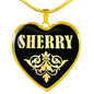 Sherry v02 - 18k Gold Finished Heart Pendant Luxury Necklace