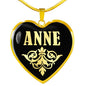 Anne v02 - 18k Gold Finished Heart Pendant Luxury Necklace