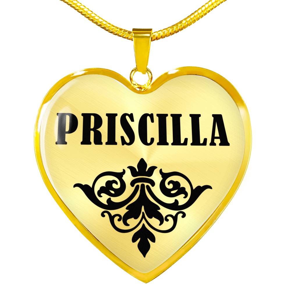 Priscilla v01 - 18k Gold Finished Heart Pendant Luxury Necklace