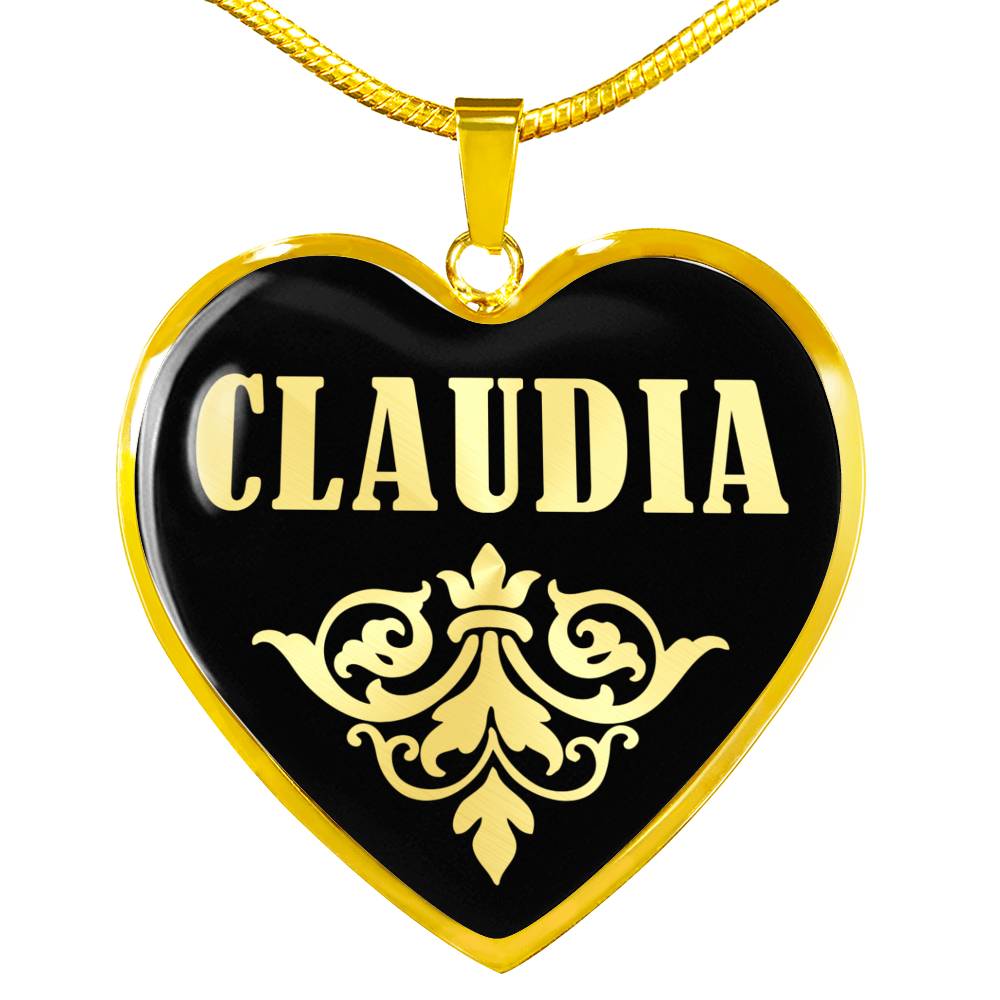 Claudia v02 - 18k Gold Finished Heart Pendant Luxury Necklace