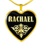 Rachael v02 - 18k Gold Finished Heart Pendant Luxury Necklace