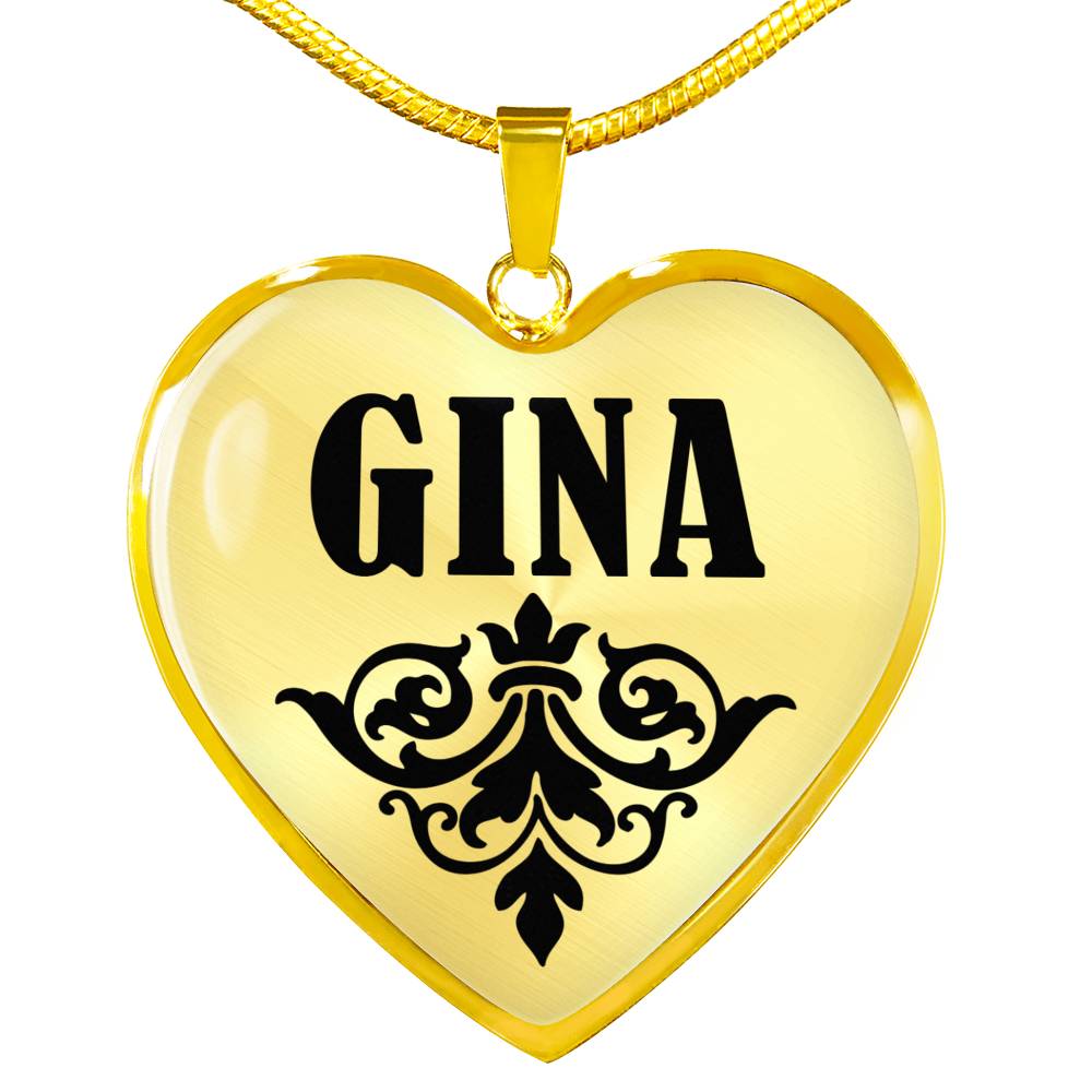 Gina v01 - 18k Gold Finished Heart Pendant Luxury Necklace